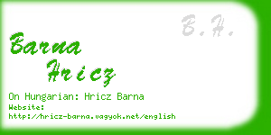 barna hricz business card